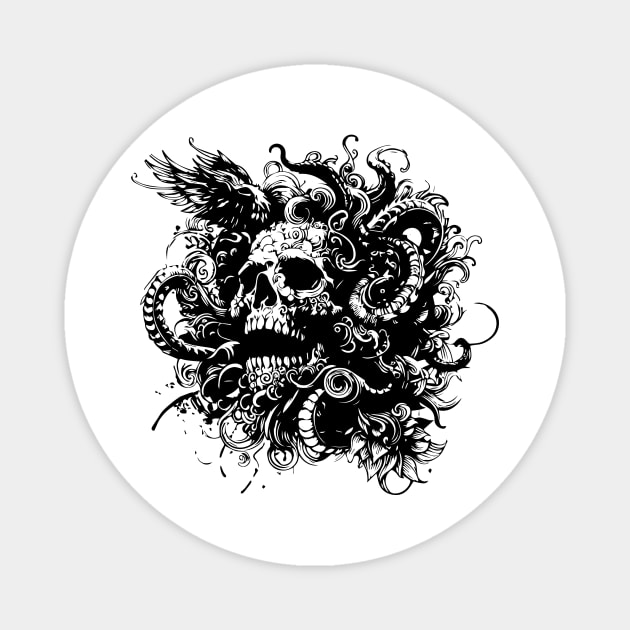 gothic kraken skull Magnet by lkn